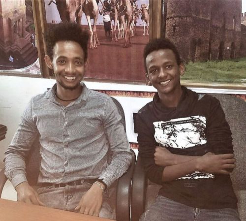 Reunited Cousins - Berhane's son (left), Berhane's grandson (right)dson is 