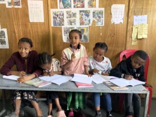 Ethiopian children studying